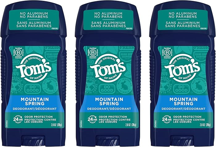 Tom's of Maine Long-Lasting Aluminum-Free Natural Deodorant for Men, Mountain Spring, 2.8 oz. 3-P... | Amazon (US)