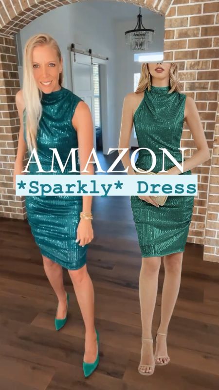 SIZING INFO: this sparkly cocktail dress is stretchy and zips up for a fitted look. I am wearing size small. I love the ruched material that hides everything and the mock neck— such a flattering dress! 

Women’s Sleeveless Sexy Sequin Sparkly Glitter Cocktail Party Club Bodycon Dress 

#LTKHoliday #LTKwedding #LTKfindsunder50