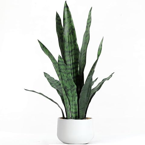 Artificial Snake Plant 22.5" Faux Agave Fake Sansevieria Artificial Potted Plants for Indoor and ... | Amazon (US)