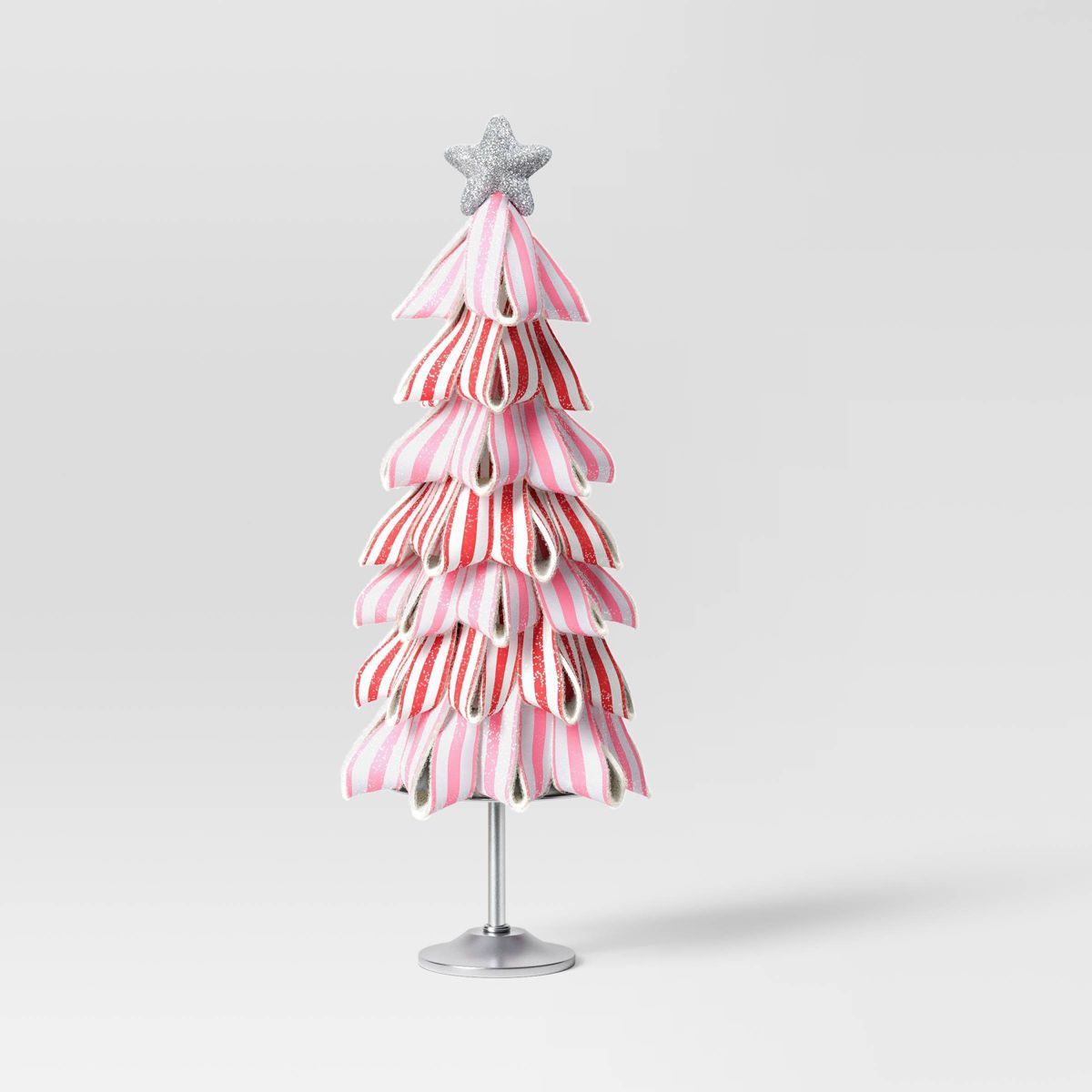 17" Glittered Striped Ribbon Christmas Tree Sculpture - Wondershop™ Pink/Red/White | Target