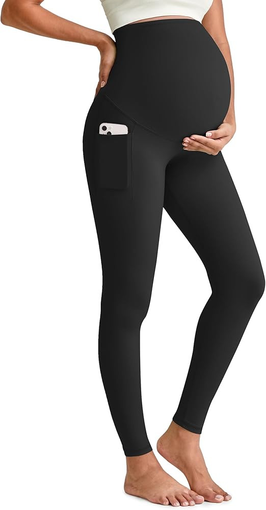 G4Free BareFeel Maternity Leggings with Pockets Over The Belly Stretchy Workout Yoga Pregnancy Pa... | Amazon (US)