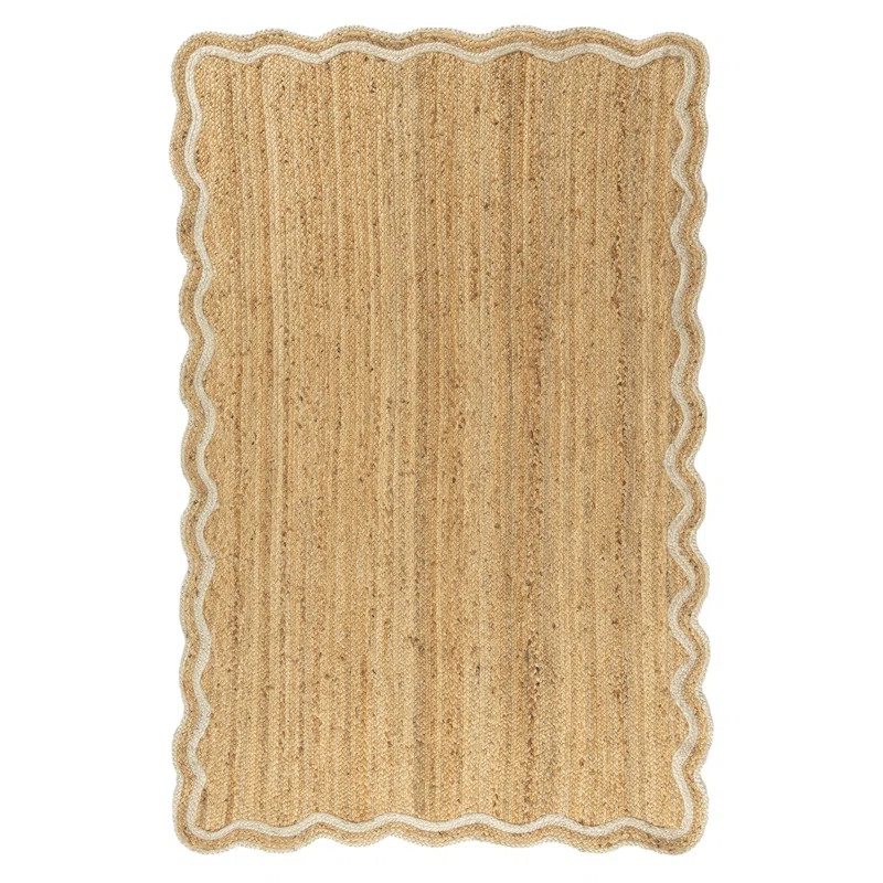 Ayanne Hand-Braided Scalloped Jute Indoor Area Rug with Non-skid Backing | Wayfair North America