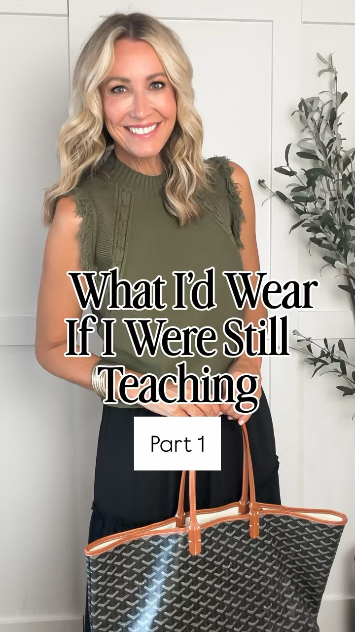 If I were still teaching, this is exactly what I’d wear for fall. An olive sleeveless knit gives you fall color without being too warm, and black pants keep it classroom ready and easy to wear all day.

fall teacher outfit, teacher outfit ideas, olive green top, sleeveless sweater, black pants outfit, teacher style, fall workwear, classroom outfit, comfortable work outfit, women’s fall fashion, over 40 style, HauteandHumid

#LTKootd #LTKSeasonal #LTKOver40
