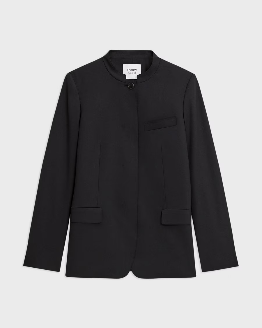 Wool Gabardine Stand-Collar Blazer | Theory | Theory