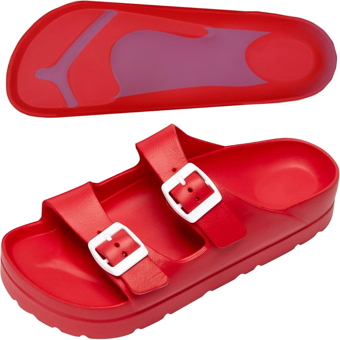 Women Adjustable Buckles Platform Sandals, Women's Casual Sandals with Arch Support, Summer EVA S... | Amazon (US)