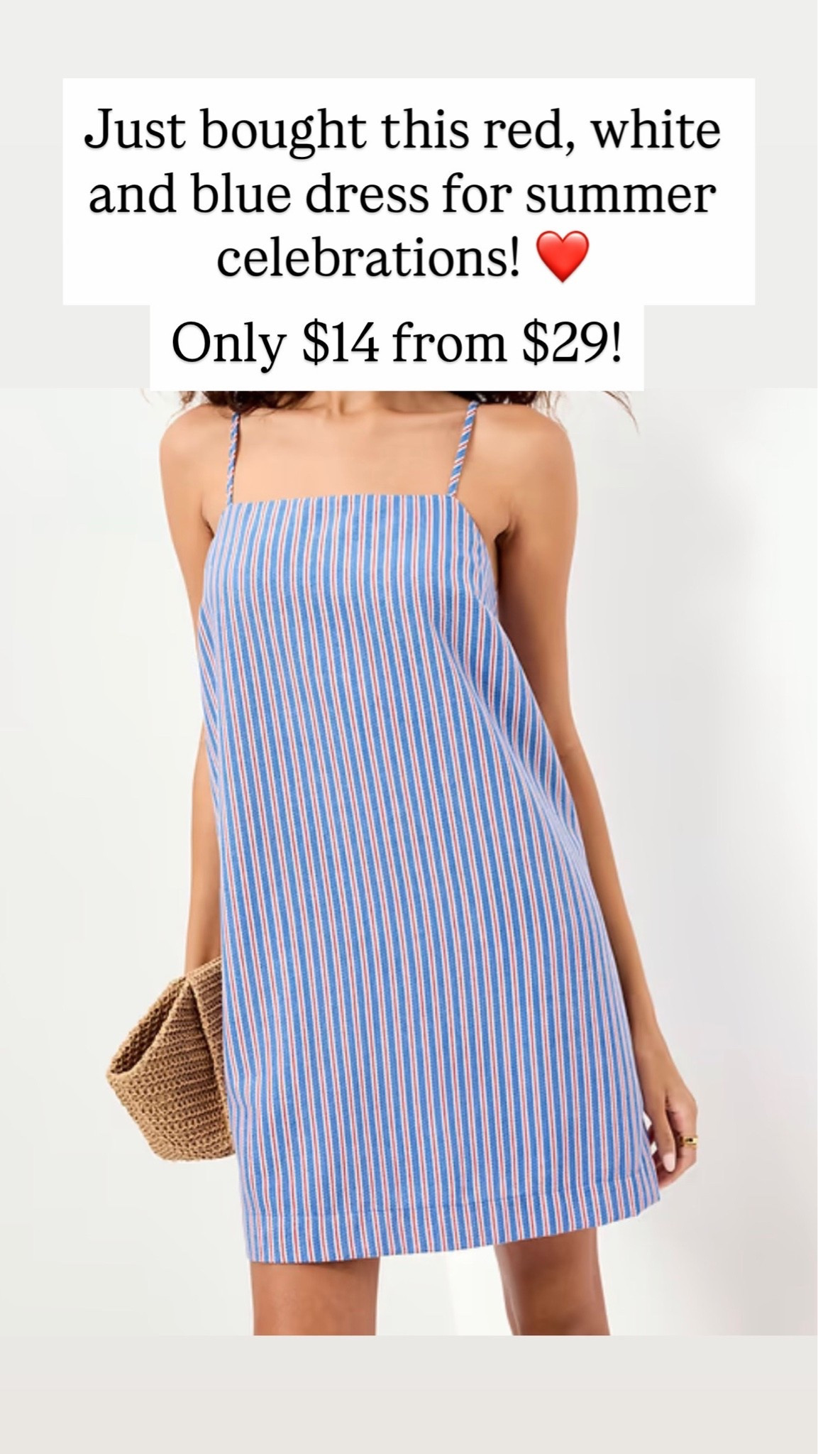 Red, white and blue strappy dress on sale. $14 from $29!

#LTKootd #LTKSaleAlert