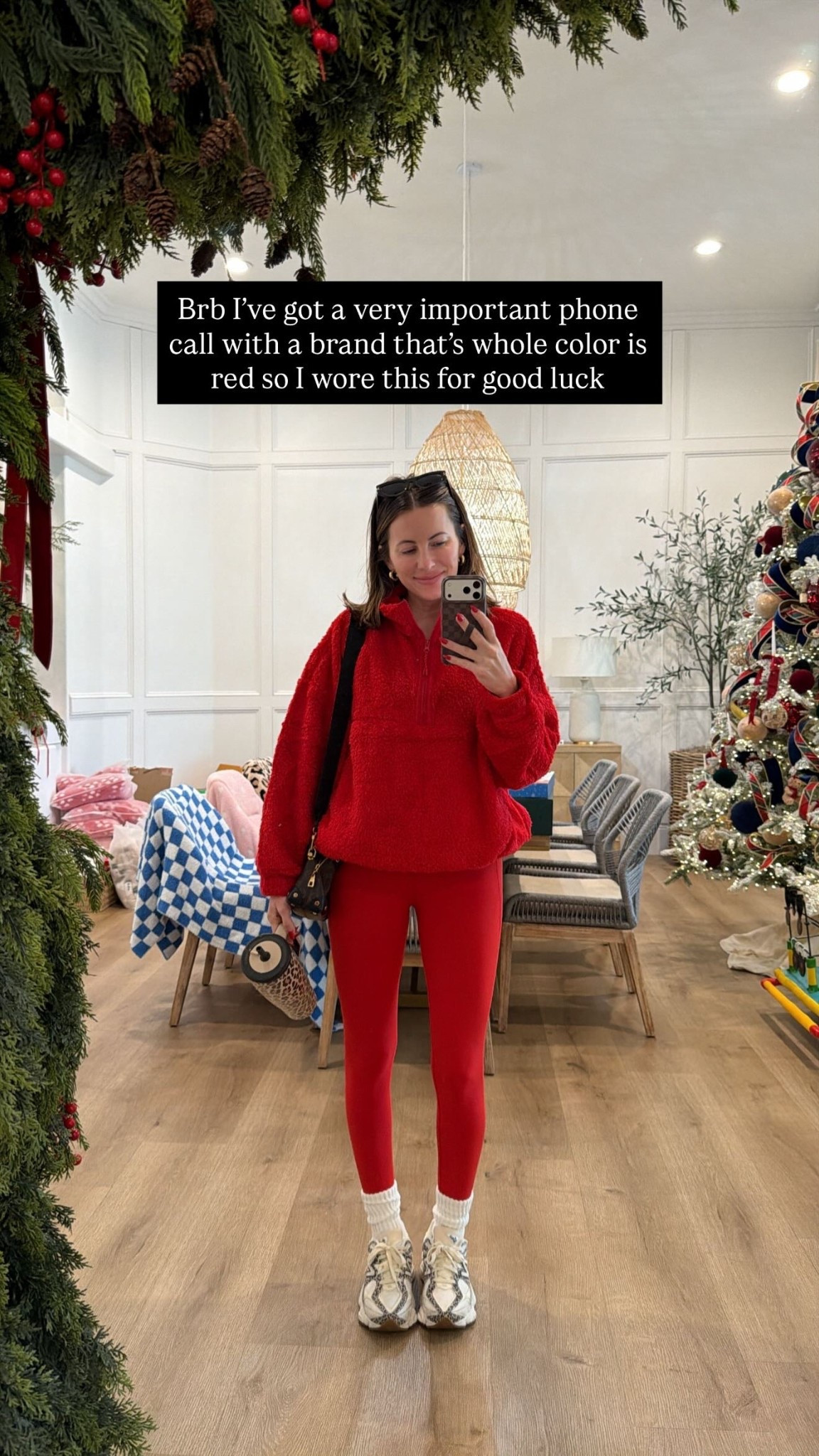 Brb I’ve got a very important phone call with a brand that’s whole color is red so I wore this for good luck