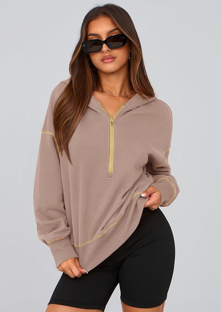 PRETTYGARDEN Women's 2025 Fall Hooded Sweatshirts Long Sleeve Half Zip Cropped Hoodies Pullover W... | Amazon (US)