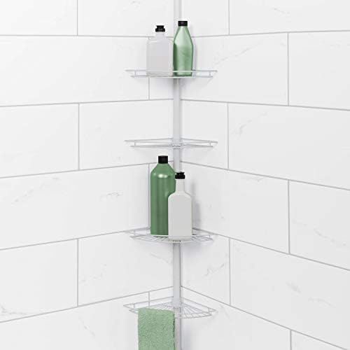 Zenna Home, White Zenith Products 2114W Tub and Shower Tension Pole Caddy, 4 Shelf | Amazon (US)