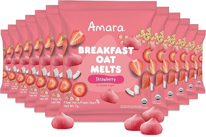 Amara Breakfast Oat Melts - Organic Toddler Snack - Single Serve Fiber-Packed Oat Bites with Real... | Amazon (US)