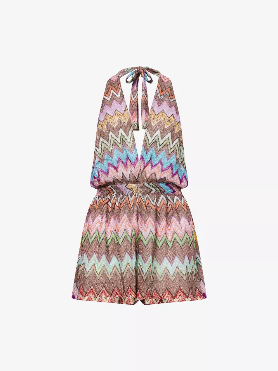 Halter-Neck Chevron Knitted Jumpsuit Cover-Up | Selfridges
