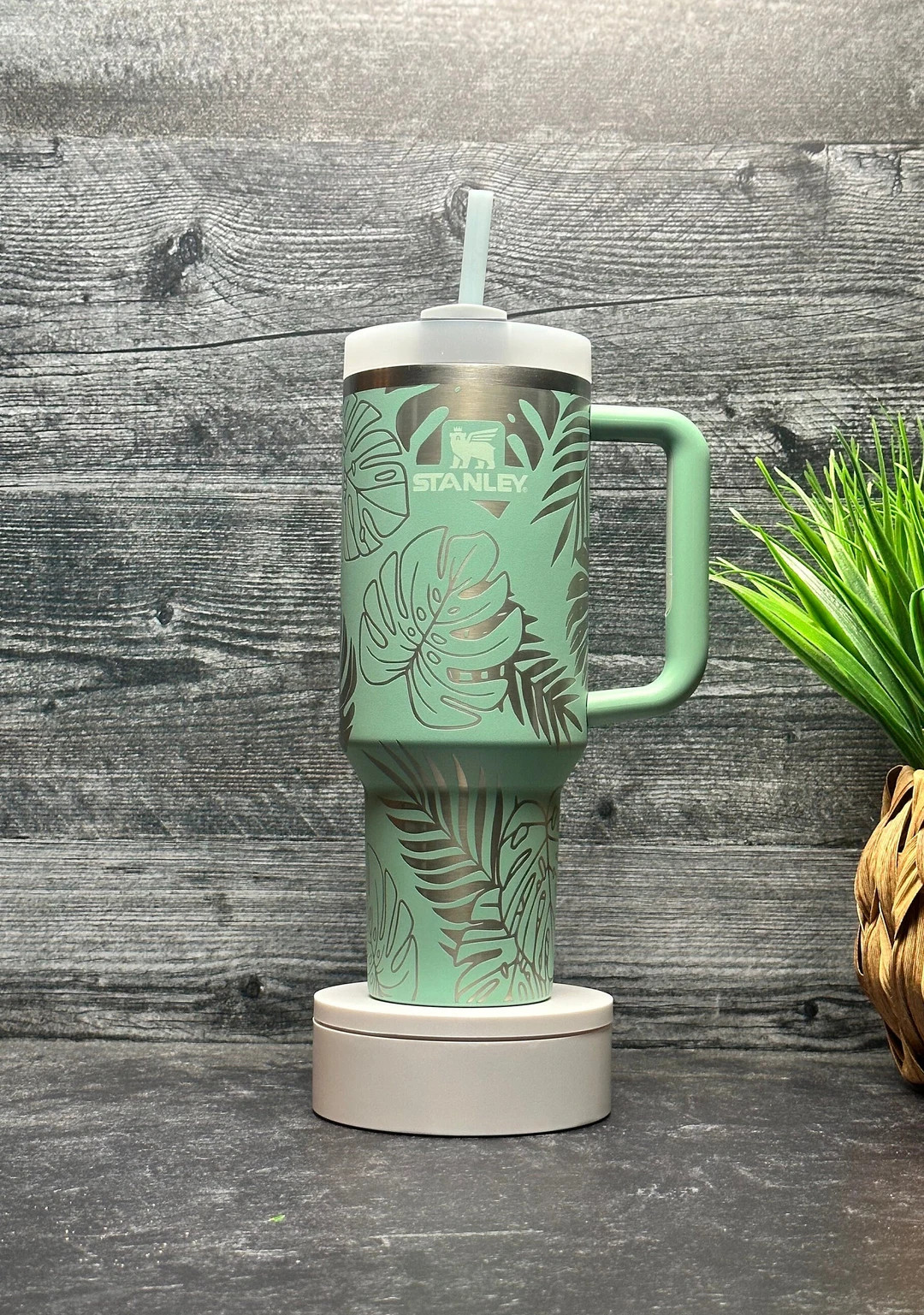 Engraved 40oz Stanley Tumbler, H2.0 Quencher, Monstera Leaves Cup, Floral Design Tumbler, Gift fo... | Etsy (US)