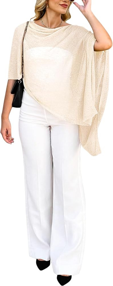Bsubseach Shrug Sheer Poncho Shawl Crochet Swimsuit Cover Up Off The Shoulder Tops for Women Cari... | Amazon (US)
