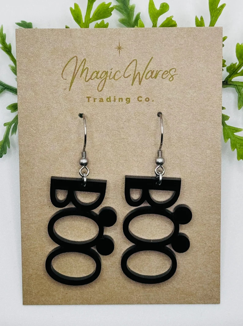 Boo To You Laser cut Dangle Earrings, Shiny Back Acrylic Earrings, Halloween earrings, Not so sca... | Etsy (Global)