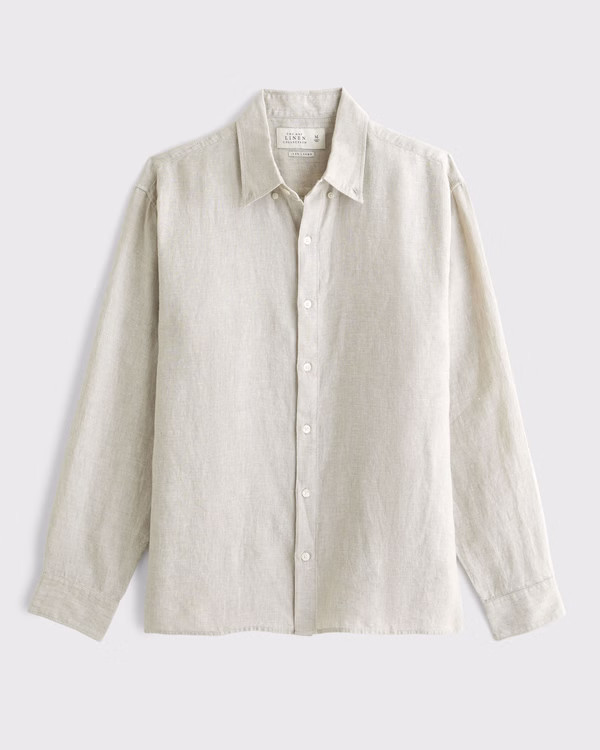 Linen Button-Up Shirt | Abercrombie & Fitch (UK)