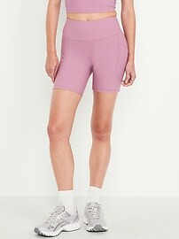 High-Waisted PowerSoft Pocket Biker Shorts -- 6-inch inseam | Old Navy (US)