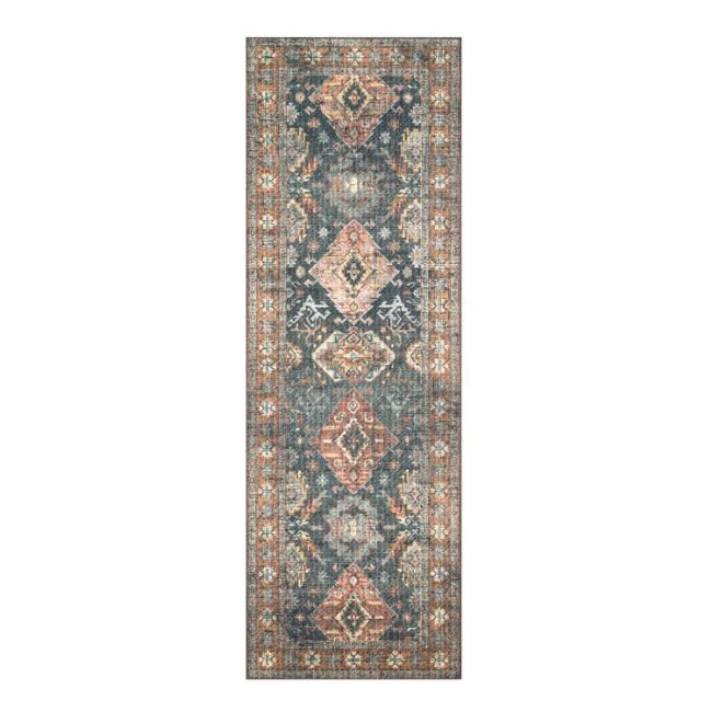 Sea Green and Rust Persian Style Syros Floor Runner | World Market