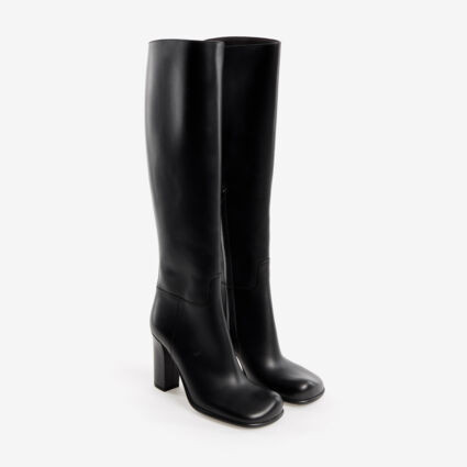 Black Storm Heeled Knee High Boots | TK Maxx