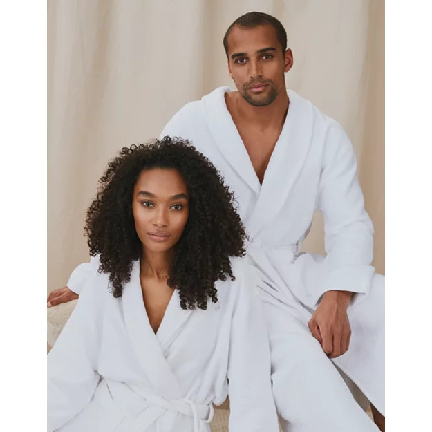 Unisex Organic Cotton Double Faced Waffle Robe | The White Company UK & ROW