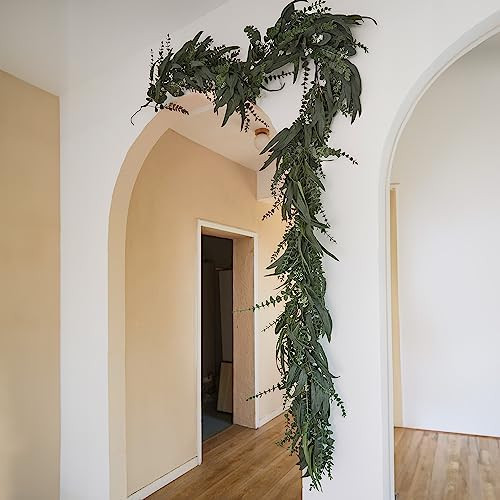 Anna's Whimsy 8.85 FT Eucalyptus Garland, Artificial Fake Garlands Greenery Garland Floral Vines for Decoration Party Wedding Table Indoor Outdoor Backdrop Wall Spring Decor | Amazon (US)