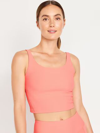 Light Support PowerSoft Ribbed Longline Sports Bra for Women | Old Navy (US)