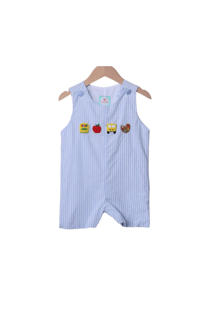 French Knot School Blue Pinstripe Jon Jon | The Smocked Flamingo