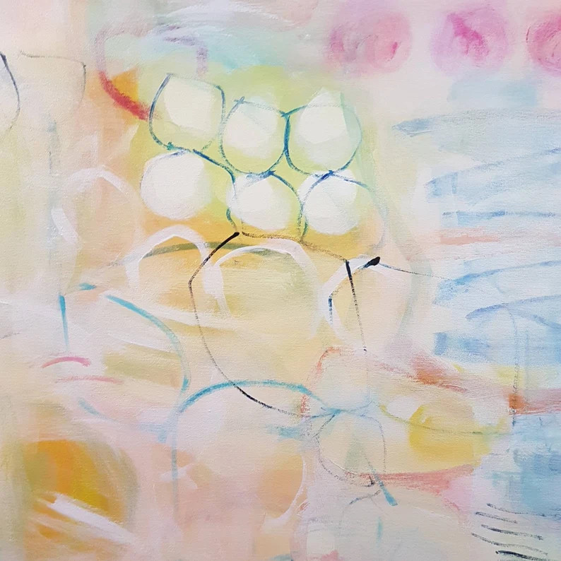 Light pastel colors wall art print, Extra large abstract print, Light pink wall art | Etsy (US)