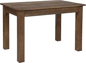 Flash Furniture HERCULES 46" x 30" Rectangular Antique Rustic Solid Pine Farm Dining Table | Amazon (US)