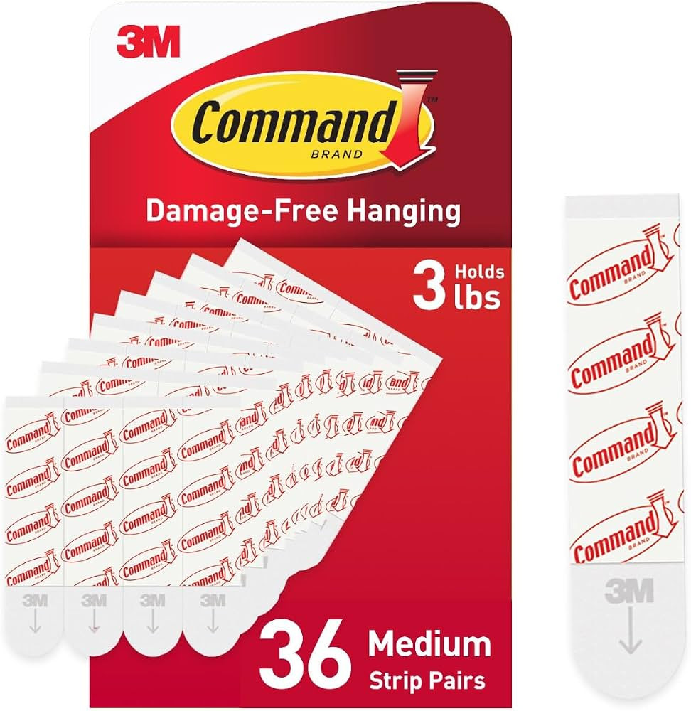 Command Indoor Medium Replacement Strips, 36 Strips, Damage-Free Wall Hanging, Re-Hang Medium Hoo... | Amazon (US)