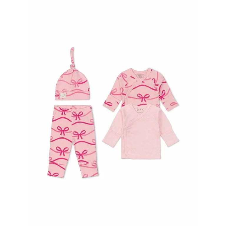 Paris Hilton x Monica + Andy Organic Cotton Baby 4 Piece Cuddle Box Gift Set, Sizes Preemie-0/3 M... | Walmart (US)