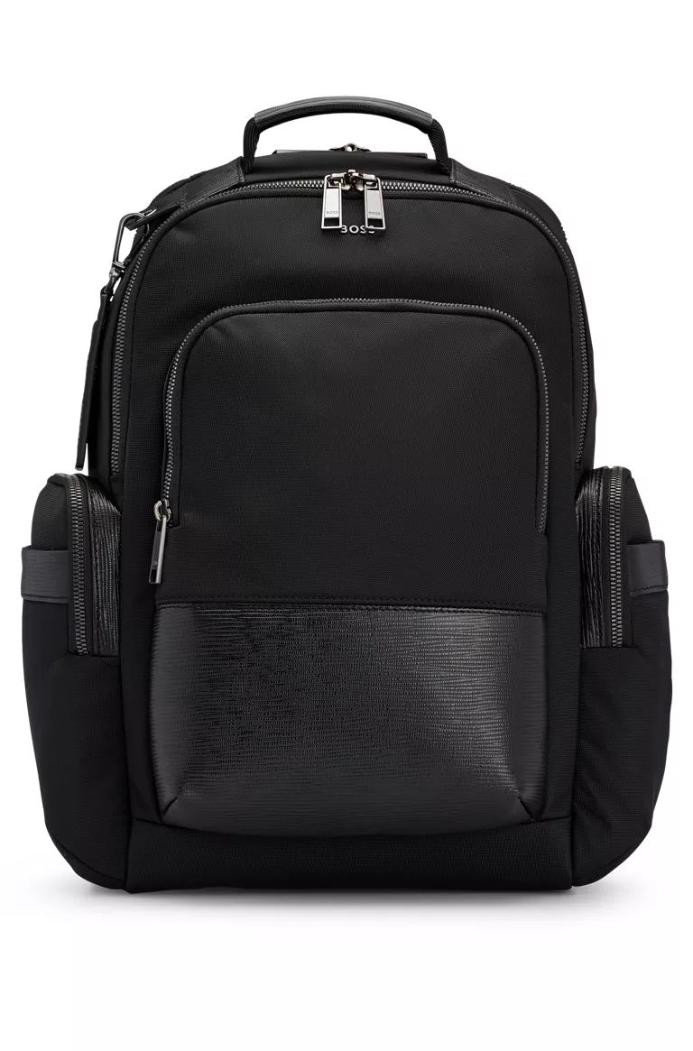 Structured-nylon backpack with faux-leather trims | Hugo Boss (UK)