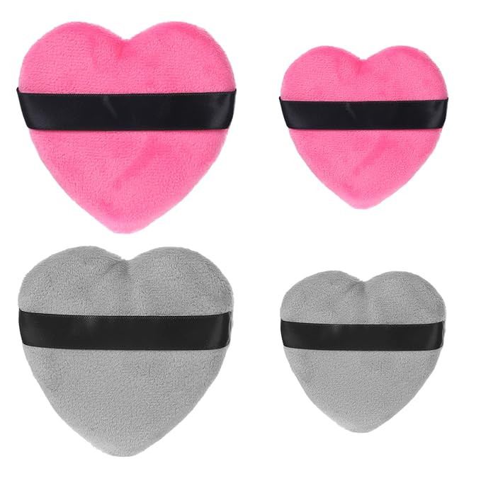 4PCS Makeup Puffs for Powder, Face Powder Puff Heart Shape Cosmetic Makeup Face Puffs Pink Sponge... | Amazon (US)