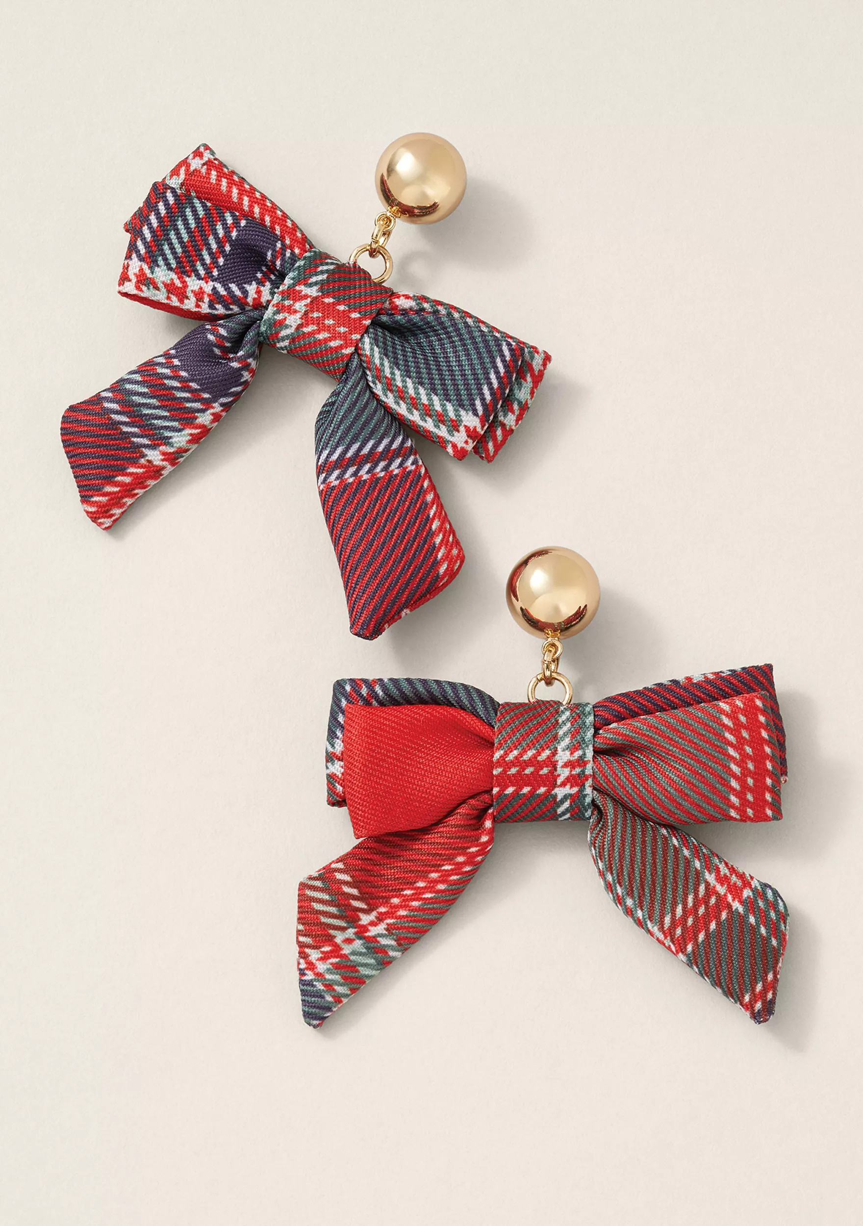Sewing Down South x Crown & Ivy™ Red Plaid Bow Earrings | Belk