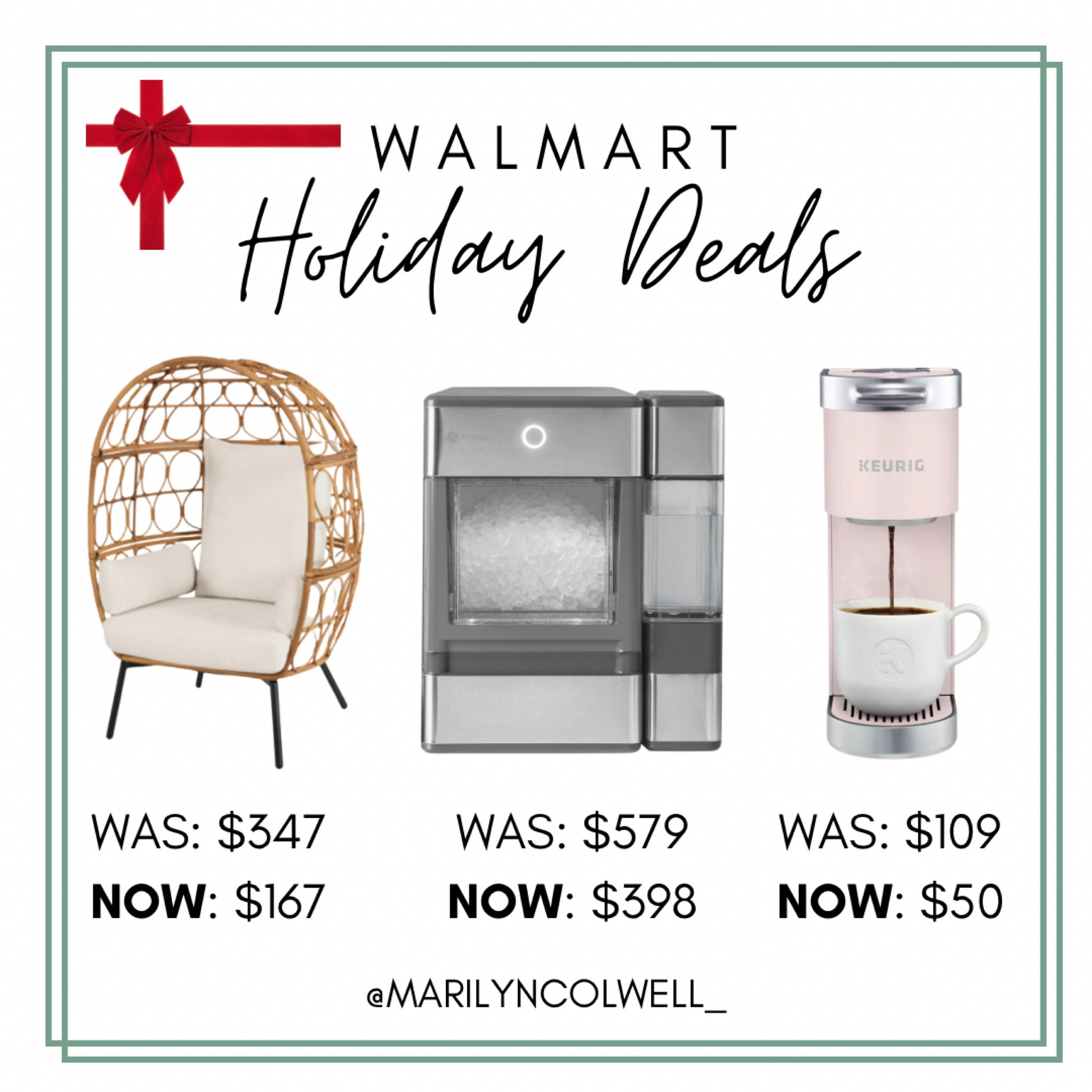 Walmart Holiday Deals

Nugget ice maker, egg chair, Keurig, holiday deals, patio, best selling, gift ideas, Christmas 

#LTKsalealert #LTKhome #LTKGiftGuide