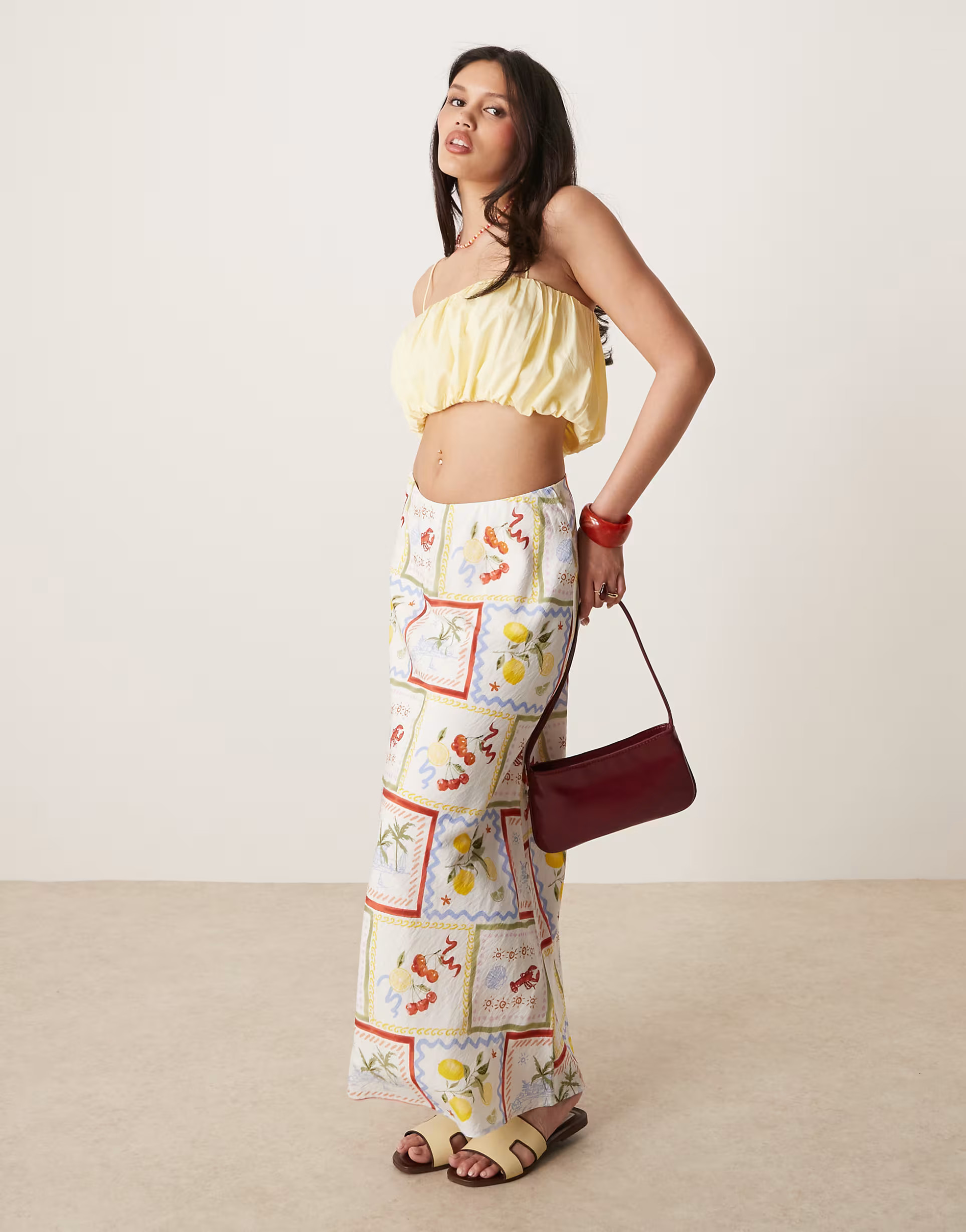Abercrombie & Fitch bias cut maxi skirt in holiday scarf print | ASOS | ASOS (Global)