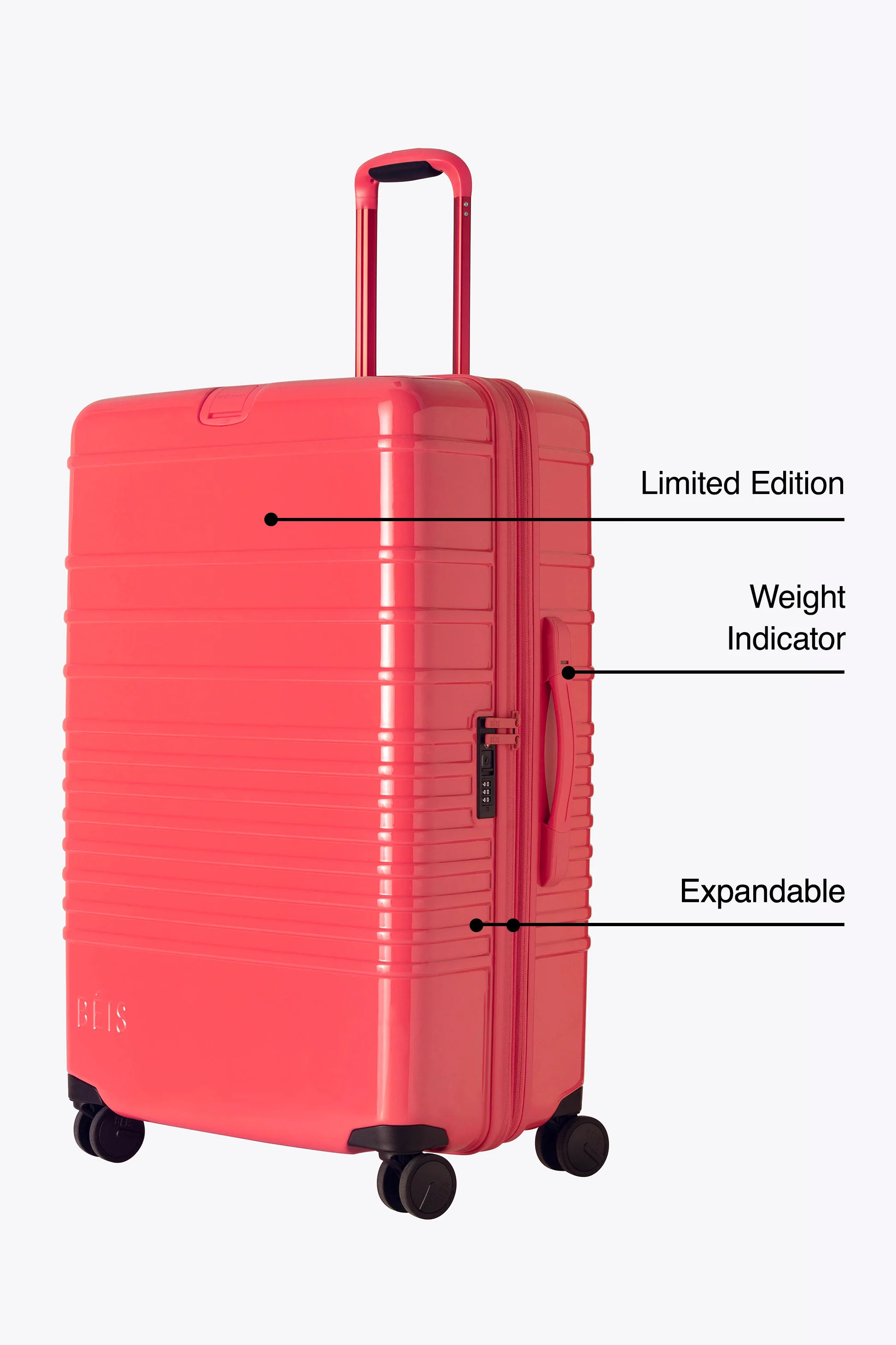 B\u00c9IS x poppi The Large Check-In Roller in Glossy Fruit Punch | BEIS