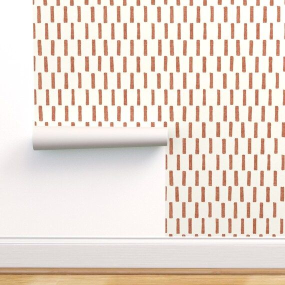 Bohemian Stripe Wallpaper - Terracotta Dash by littlearrowdecor - Terra Cotta Farmhouse Wallpaper... | Etsy (US)