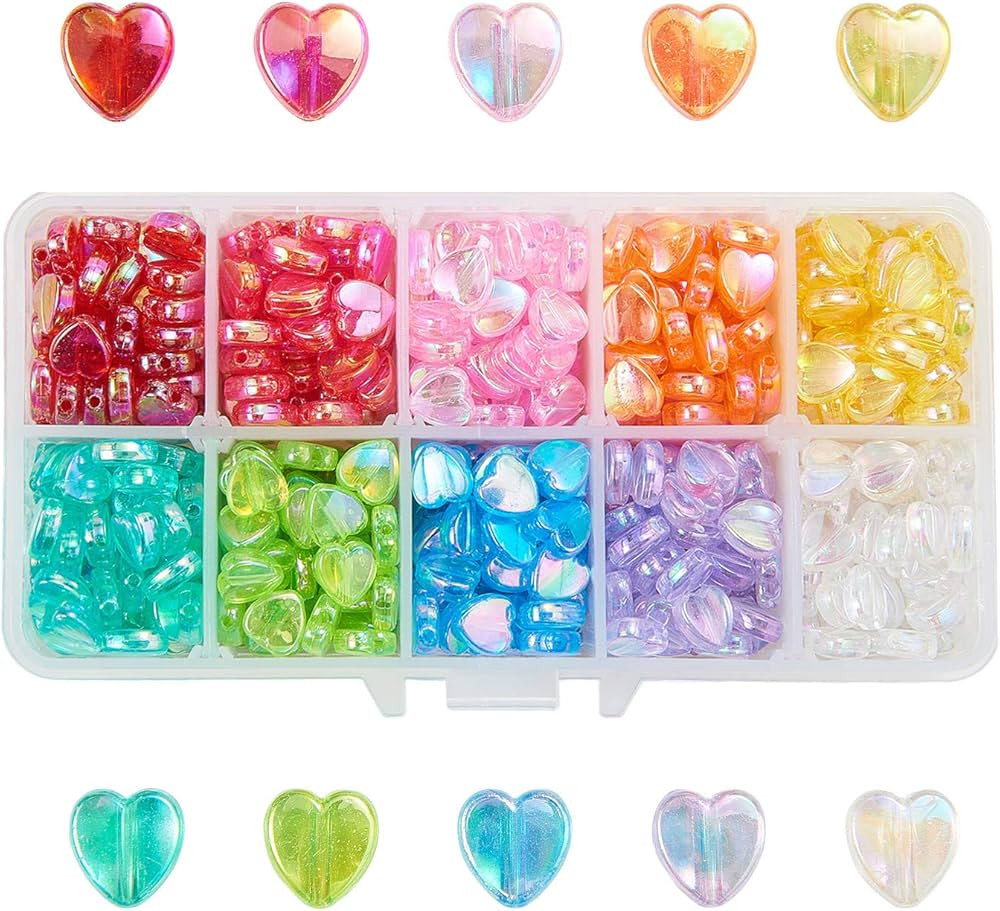 DanLingJewelry 600 pcs Transparent Acrylic Beads Heart Shaped AB Color Beads Spacer Loose Beads f... | Amazon (CA)
