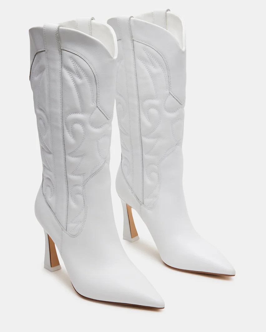 HOLSTER White Leather Pointed Toe Western Boot | Women's Boots | Steve Madden (US)