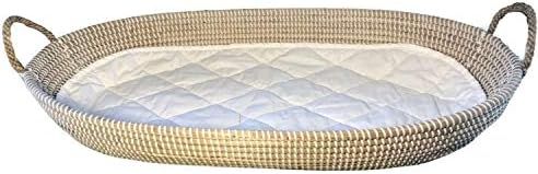 Baby Changing Basket with Pad - CPSC Safety Compliant - Woven Diaper Changing Table Basket - Natu... | Amazon (US)