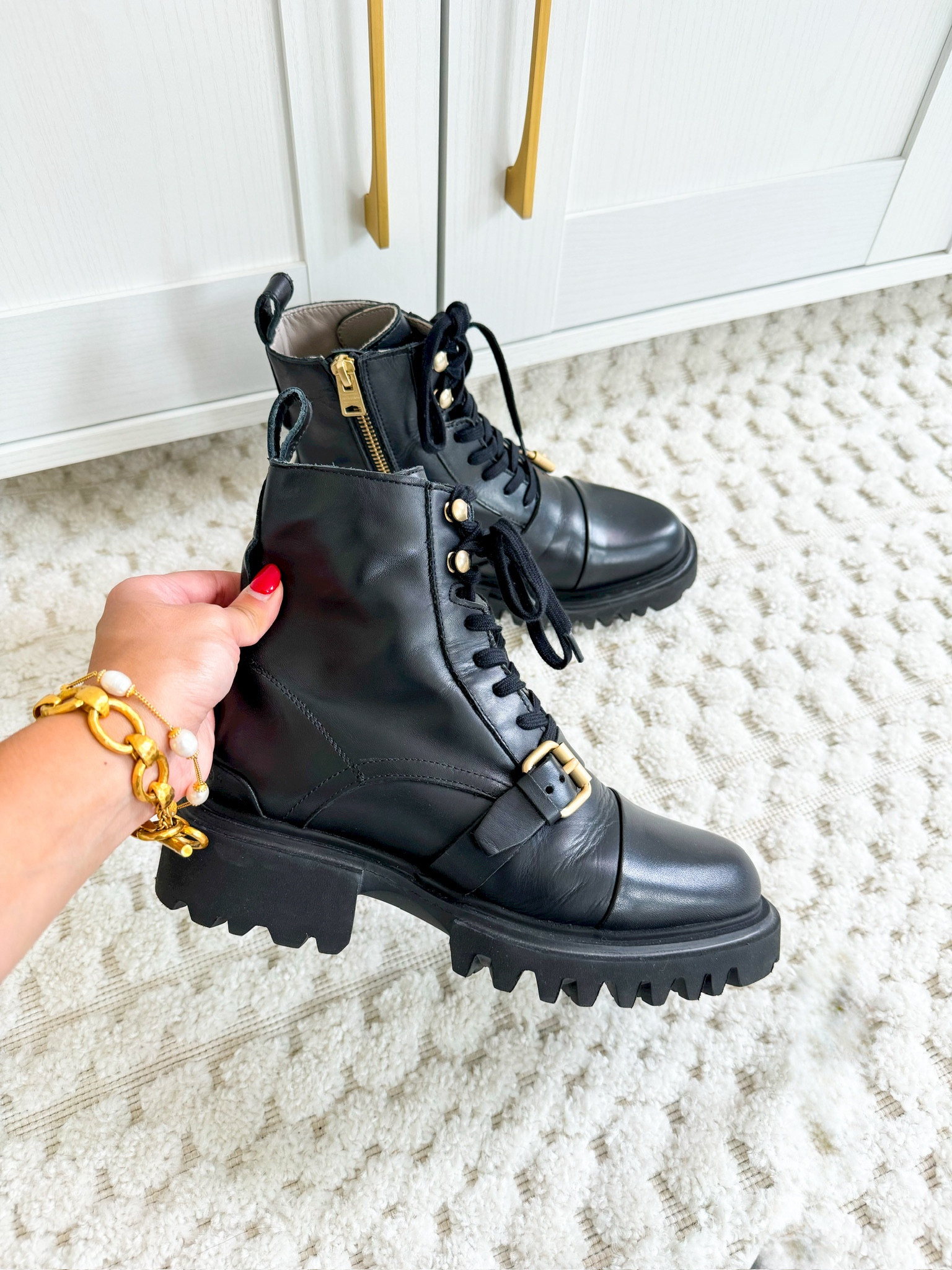 Combat boots gold buckle size 5.5 TTS 

Nordstrom sale
NSALE 
Nordstrom anniversary 
Boots 
Fall outfits 

Honey sweet petite 
Honeysweetpetite 

#LTKxNSale #LTKStyleTip #LTKShoeCrush