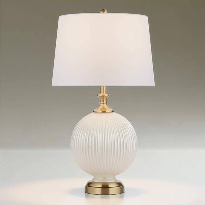 Possini Euro Kelly 27" High White Fluted Opal Glass Table Lamp | Lamps Plus