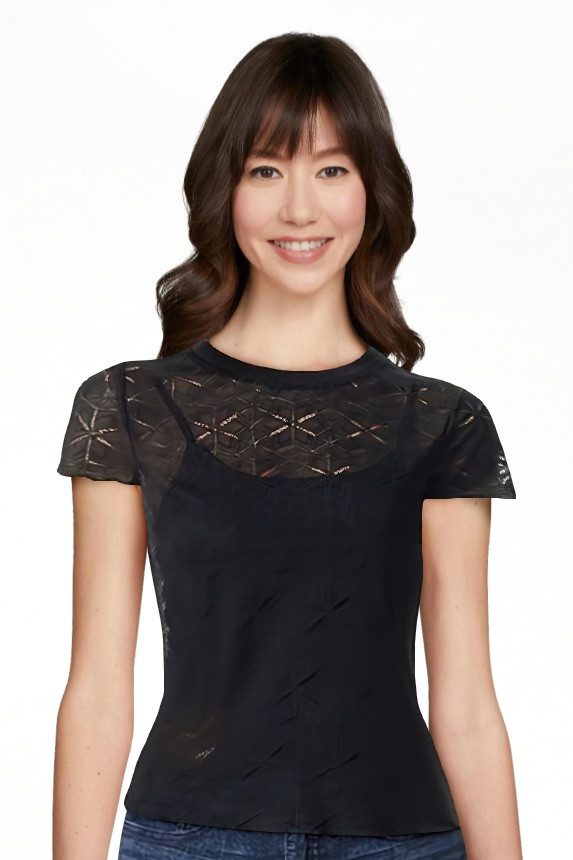 Jessica Simpson Women's and Women's Plus Indria Crochet Tee | Walmart (US)