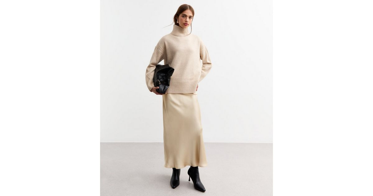 Cream Satin Midi Skirt | New Look | New Look (UK)