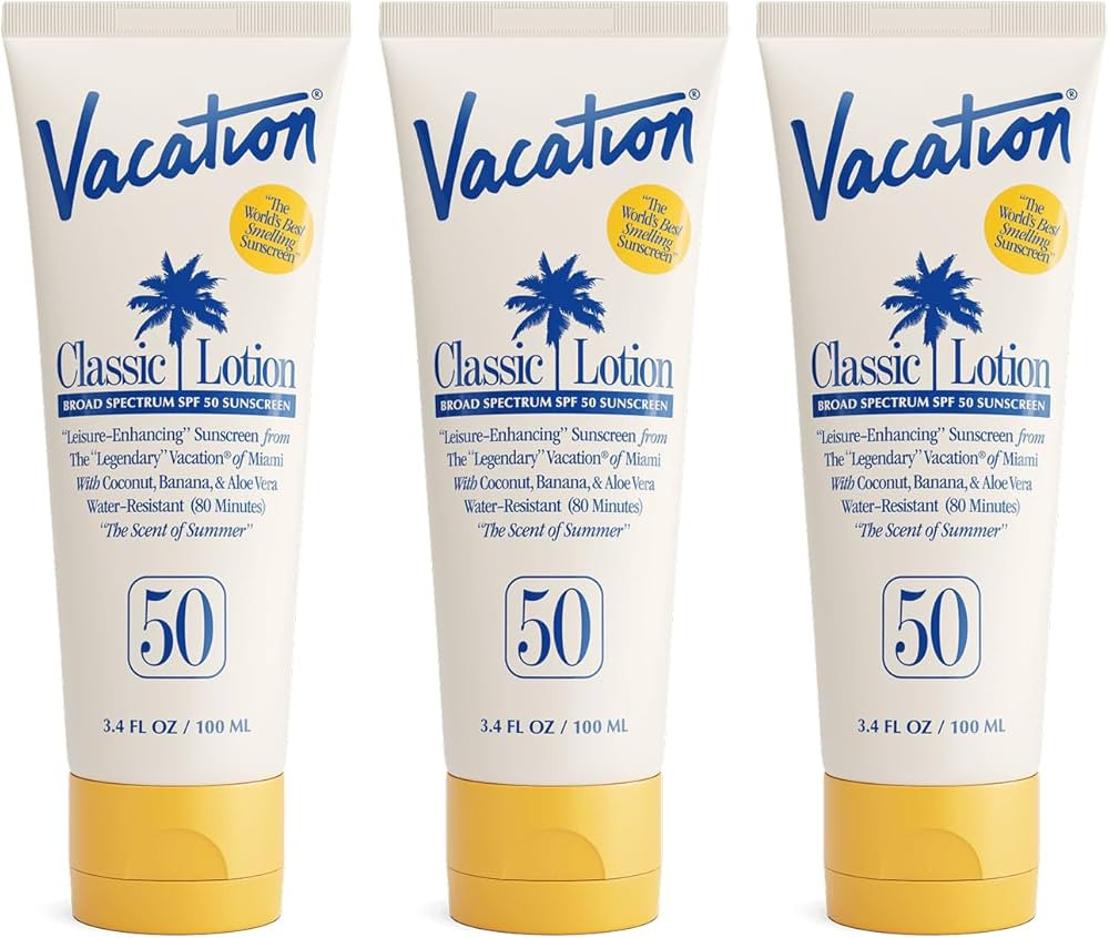 Vacation Classic Sunscreen Lotion SPF 50, Water-Resistant, Lightweight, Transparent on All Skin T... | Amazon (US)