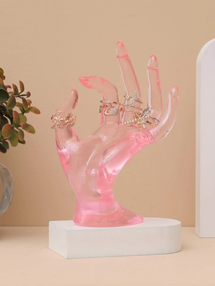 1pc Pink Transparent Hand-Shaped Jewelry Organizer, Gift For Valentine's Day | SHEIN