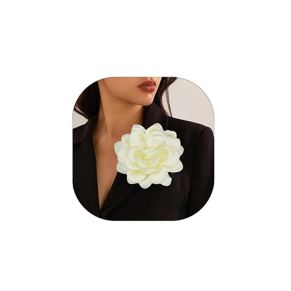 Flower Brooches Lapel Pins for Women Satin Fabric Brooches Big Camellia Flower Brooch Pins Weddin... | Amazon (US)