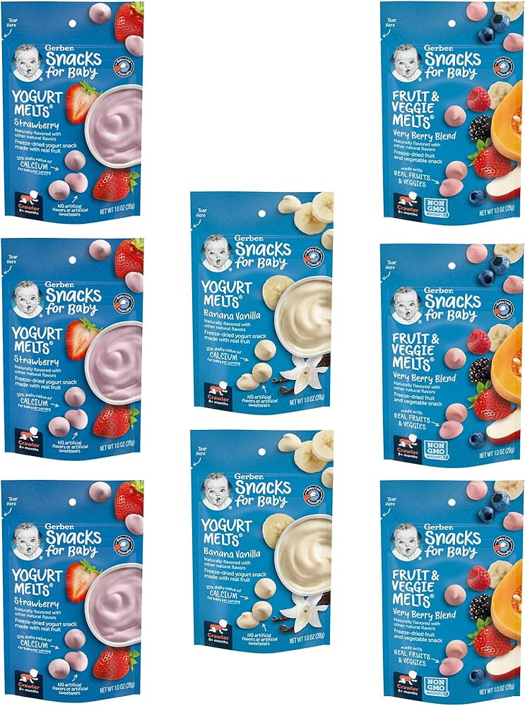 Gerber Snacks for Baby Variety Pack, Yogurt Melts & Fruit & Veggie Melts, 1 Ounce Pouch (Set of 8... | Amazon (US)