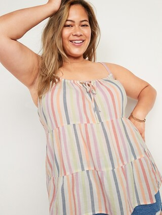 Tiered Multi-Stripe Plus-Size Sleeveless Top | Old Navy (US)