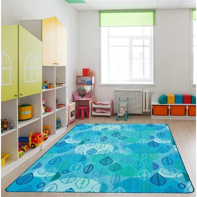 Peaceful Spaces Leaf Decorative Tufted Blue/Green Area Rug | Wayfair North America